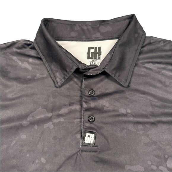 Greater Half Polo Men's Large GH Activewear Camo Black Gray Short Sleeve - Picture 2 of 7